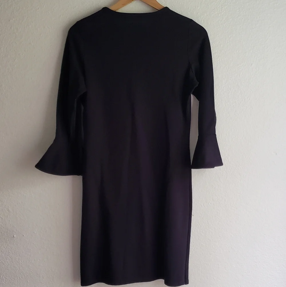 Estee Lauder Michael Kors Navy Shift Dress Bell Sleeve Timeless Mini Small